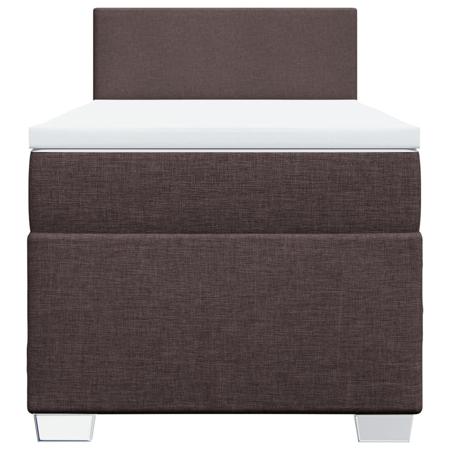 Boxspring met matras stof donkerbruin 90x200 cm