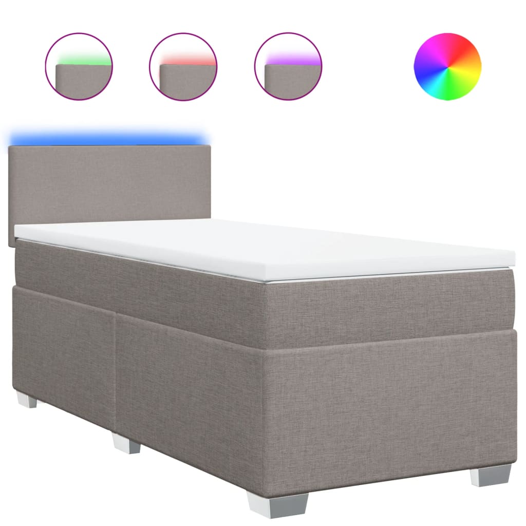 Boxspring met matras stof taupe 90x200 cm