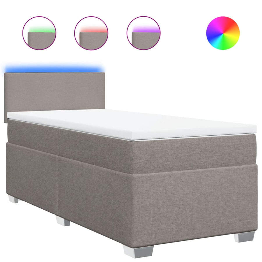 Boxspring met matras stof taupe 90x200 cm