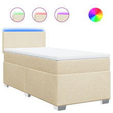 Boxspring met matras stof crèmekleurig 90x200 cm