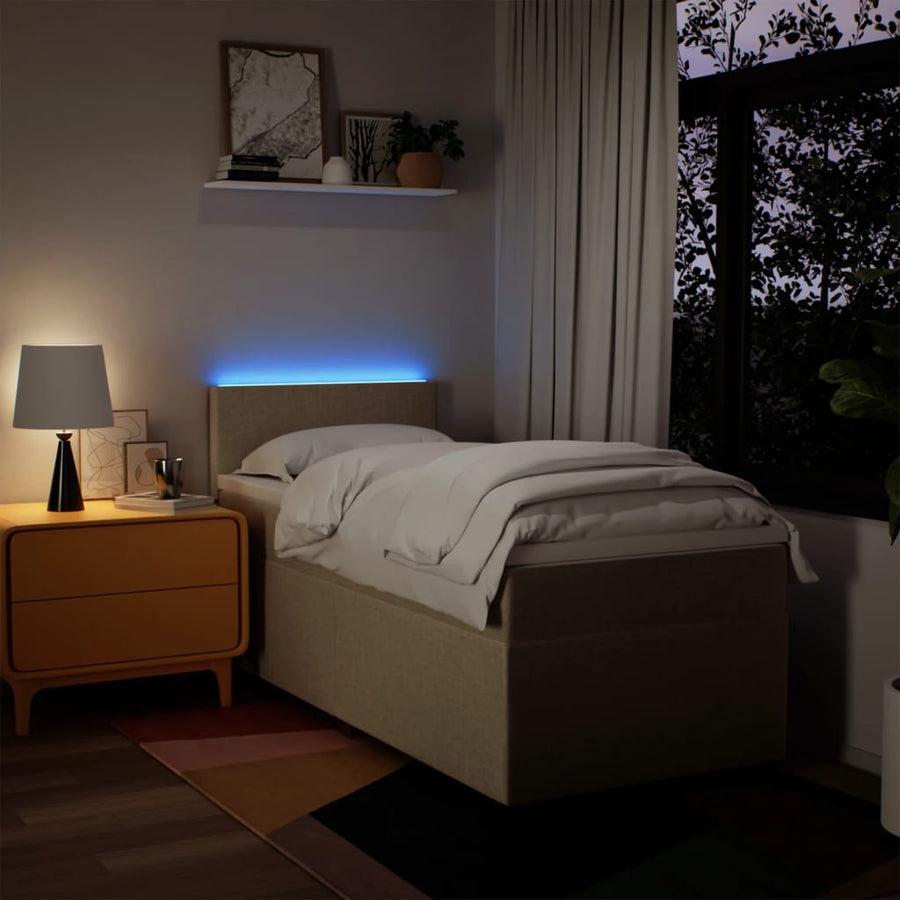 Boxspring met matras stof crèmekleurig 90x200 cm