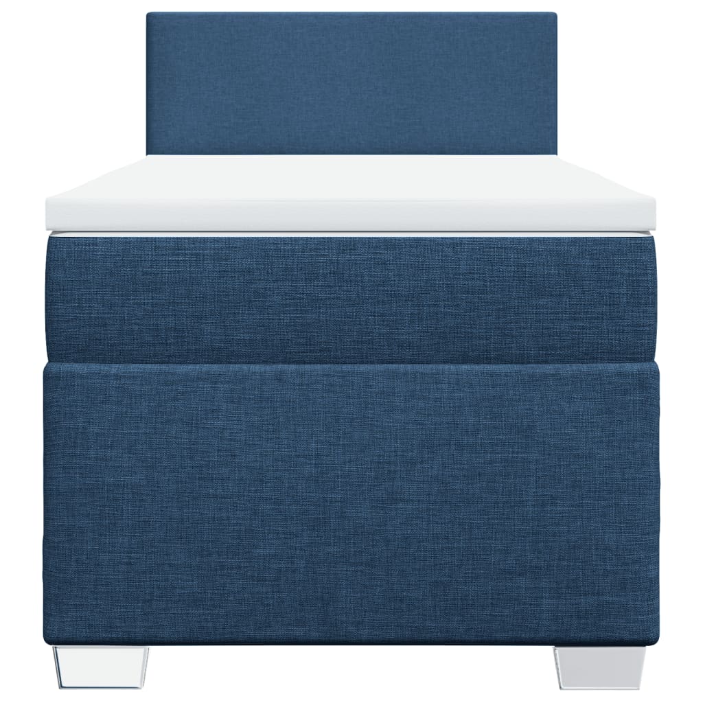 Boxspring met matras stof blauw 90x200 cm