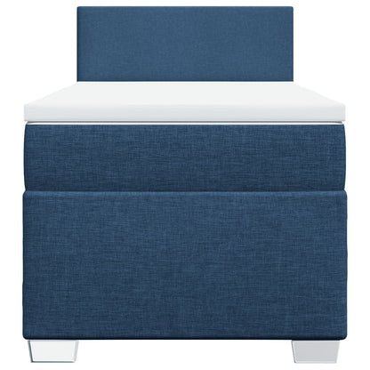 Boxspring met matras stof blauw 90x200 cm