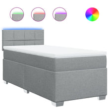 Boxspring met matras stof lichtgrijs 90x200 cm