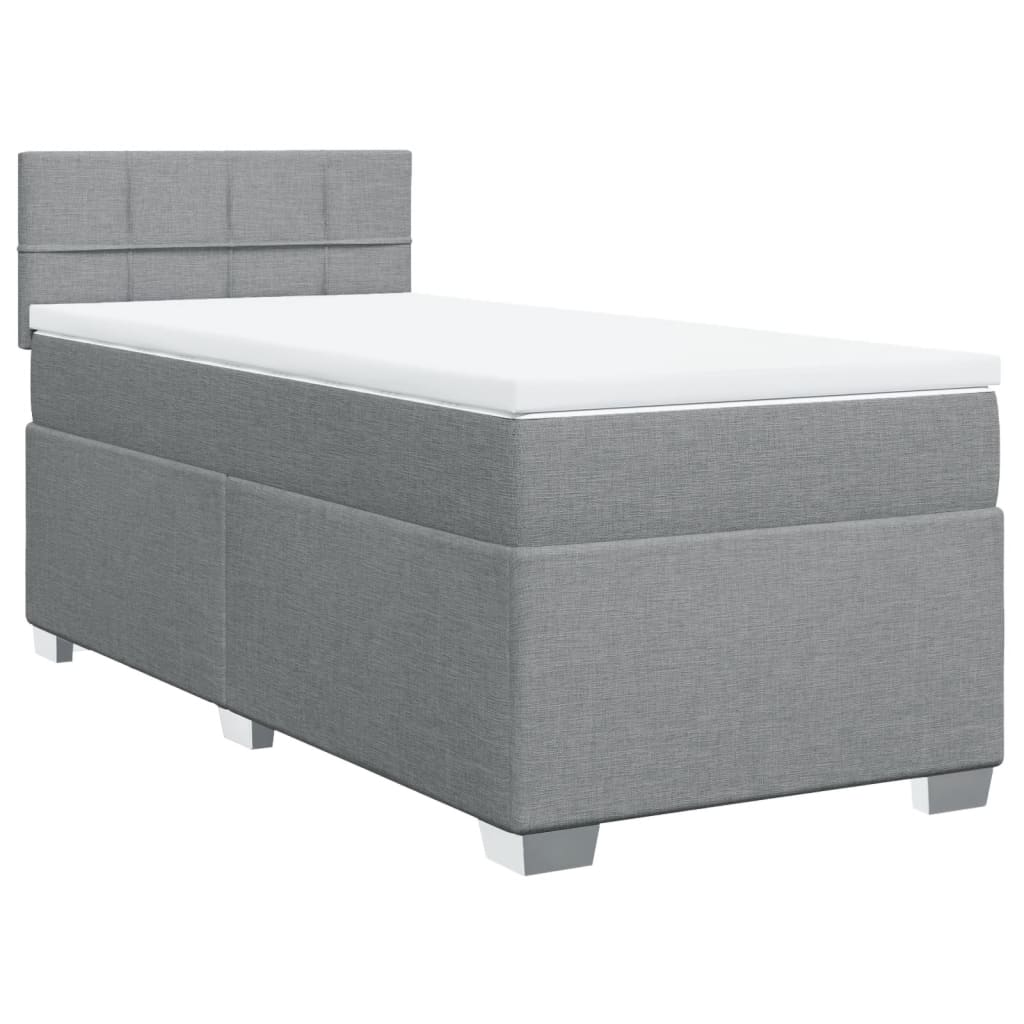 Boxspring met matras stof lichtgrijs 90x200 cm