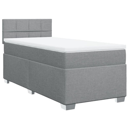 Boxspring met matras stof lichtgrijs 90x200 cm