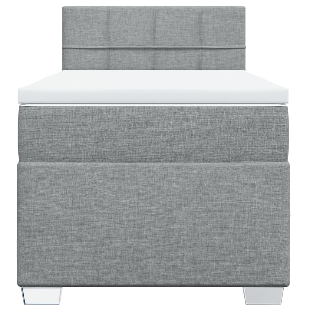 Boxspring met matras stof lichtgrijs 90x200 cm