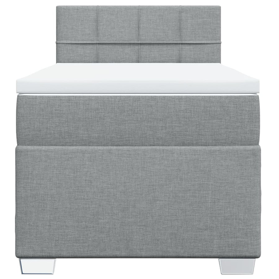 Boxspring met matras stof lichtgrijs 90x200 cm