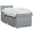Box spring with mattress light gray fabric 90x200 cm