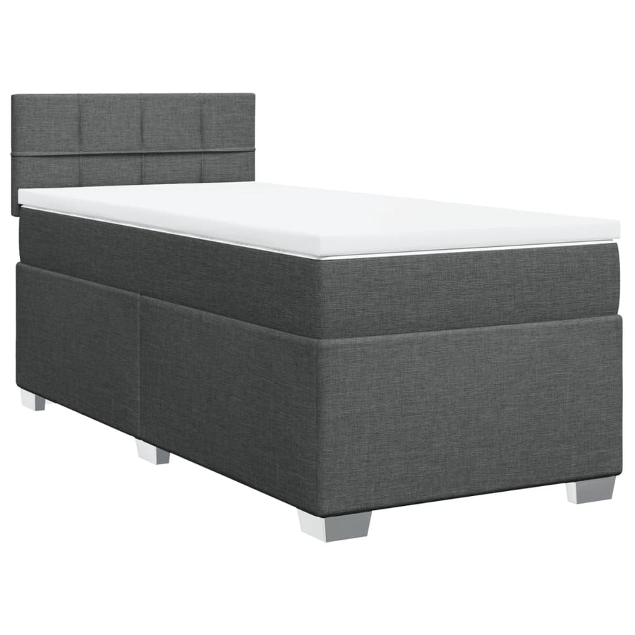 Boxspring met matras stof donkergrijs 90x200 cm