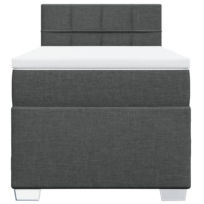 Boxspring met matras stof donkergrijs 90x200 cm