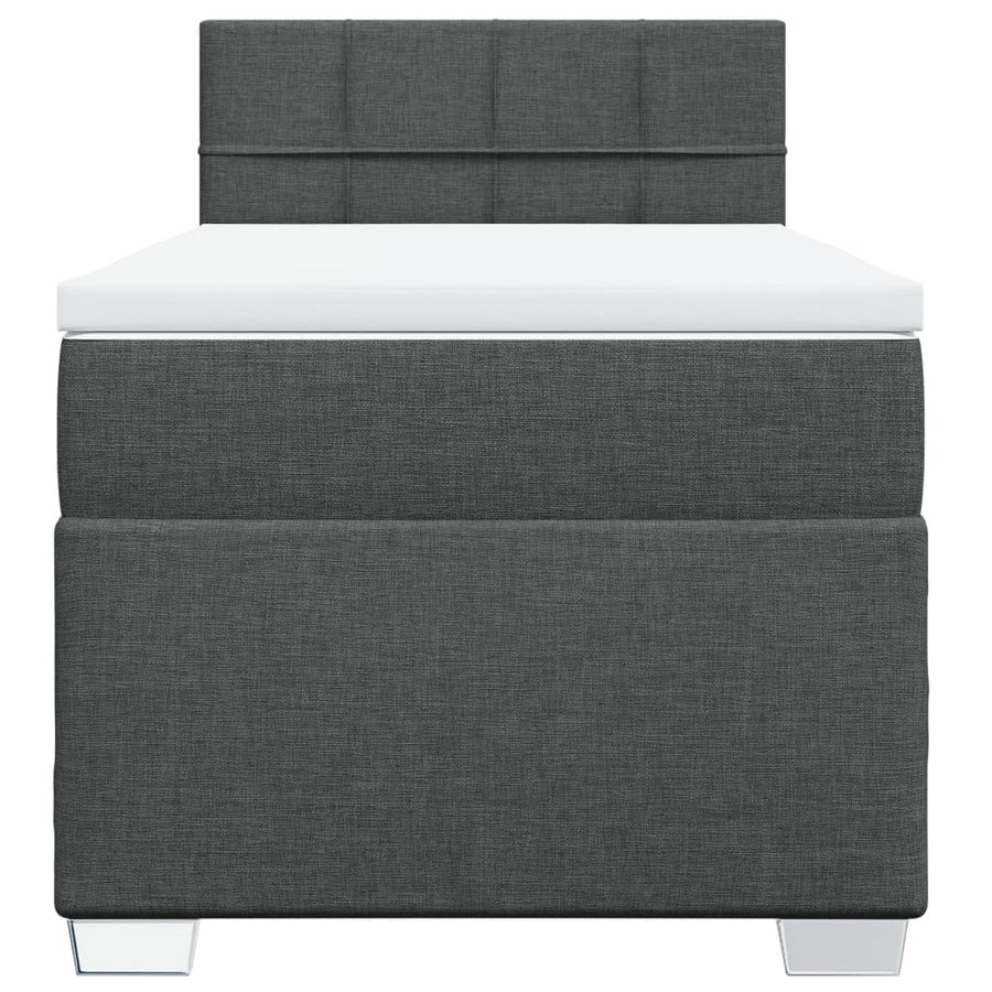 Boxspring met matras stof donkergrijs 90x200 cm