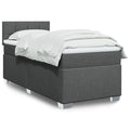 Fabric box spring with mattress dark grey 90x200 cm