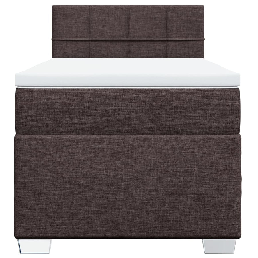 Boxspring met matras stof donkerbruin 90x200 cm