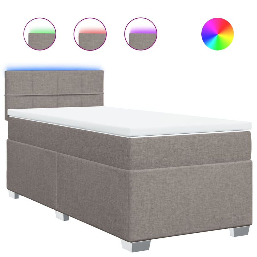 Boxspring met matras stof taupe 90x200 cm