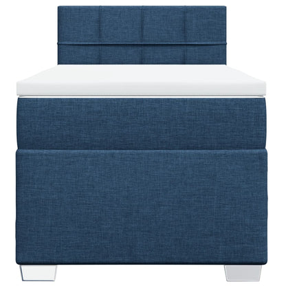 Boxspring met matras stof blauw 90x200 cm