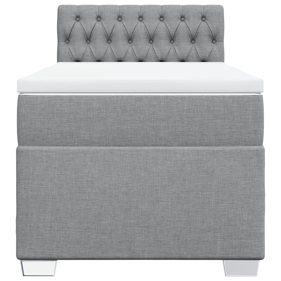 Boxspring met matras stof lichtgrijs 90x200 cm