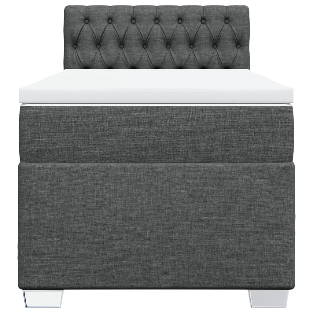 Boxspring met matras stof donkergrijs 90x200 cm