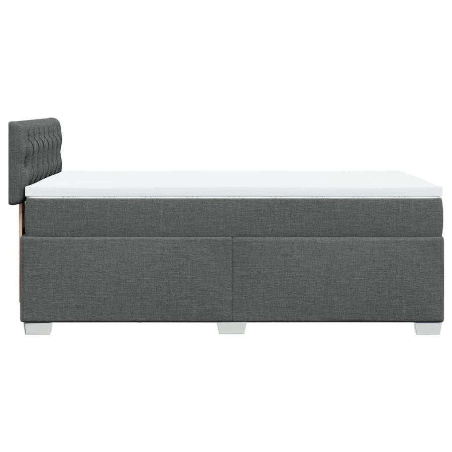 Boxspring met matras stof donkergrijs 90x200 cm