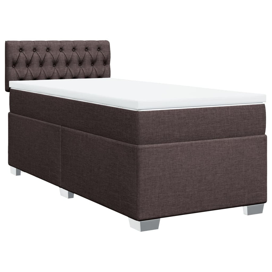 Boxspring met matras stof donkerbruin 90x200 cm