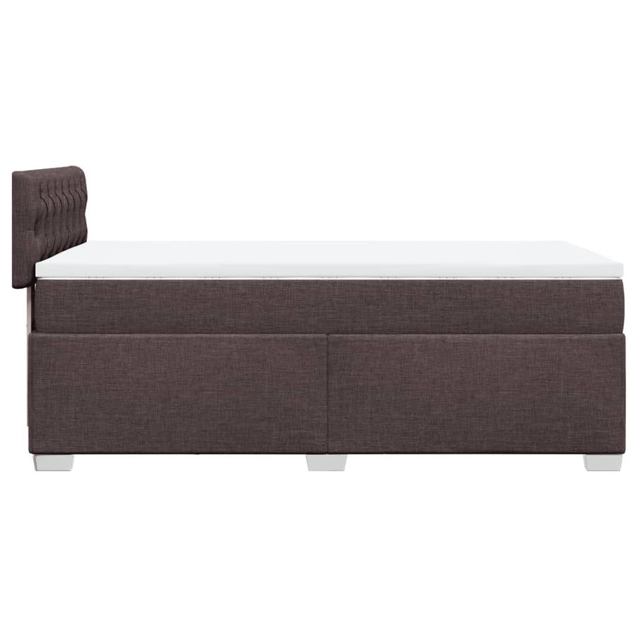 Boxspring met matras stof donkerbruin 90x200 cm