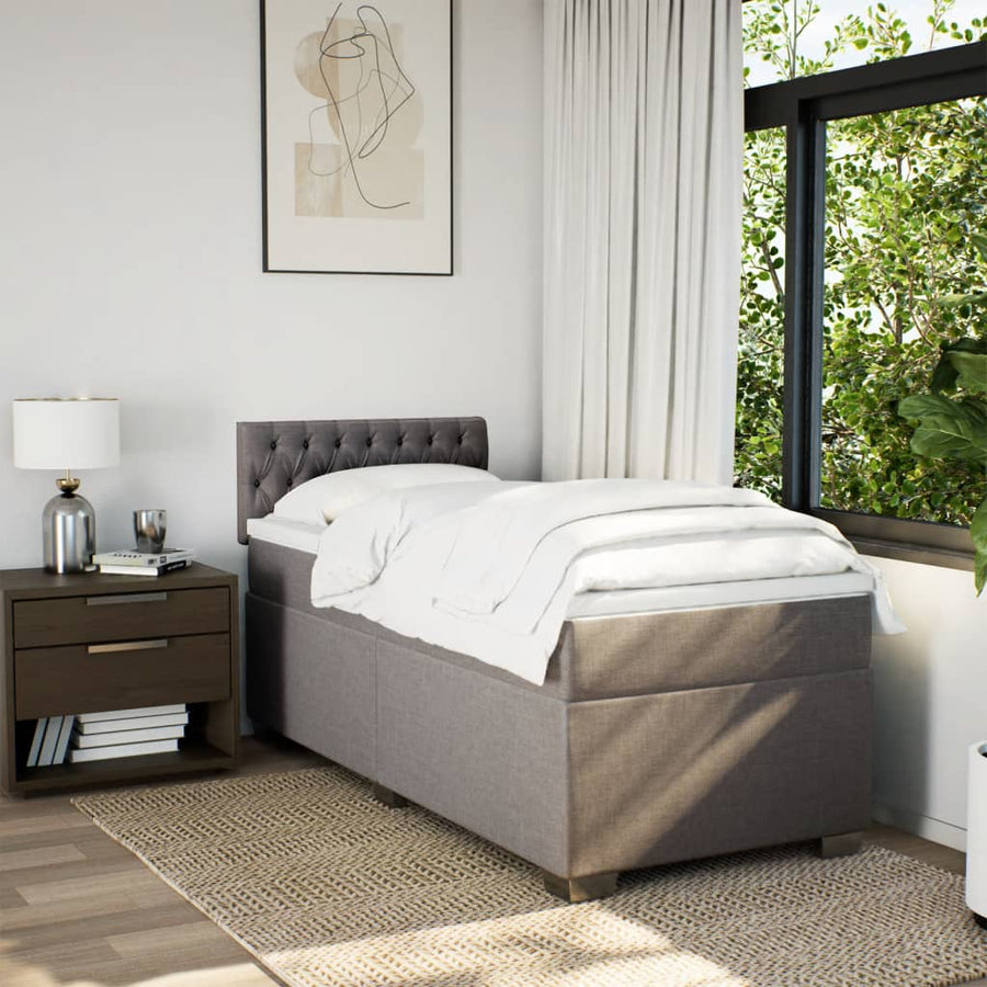 Boxspring met matras stof taupe 90x200 cm