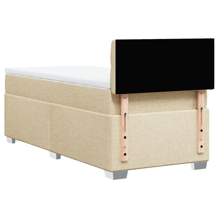Boxspring met matras stof crèmekleurig 90x200 cm