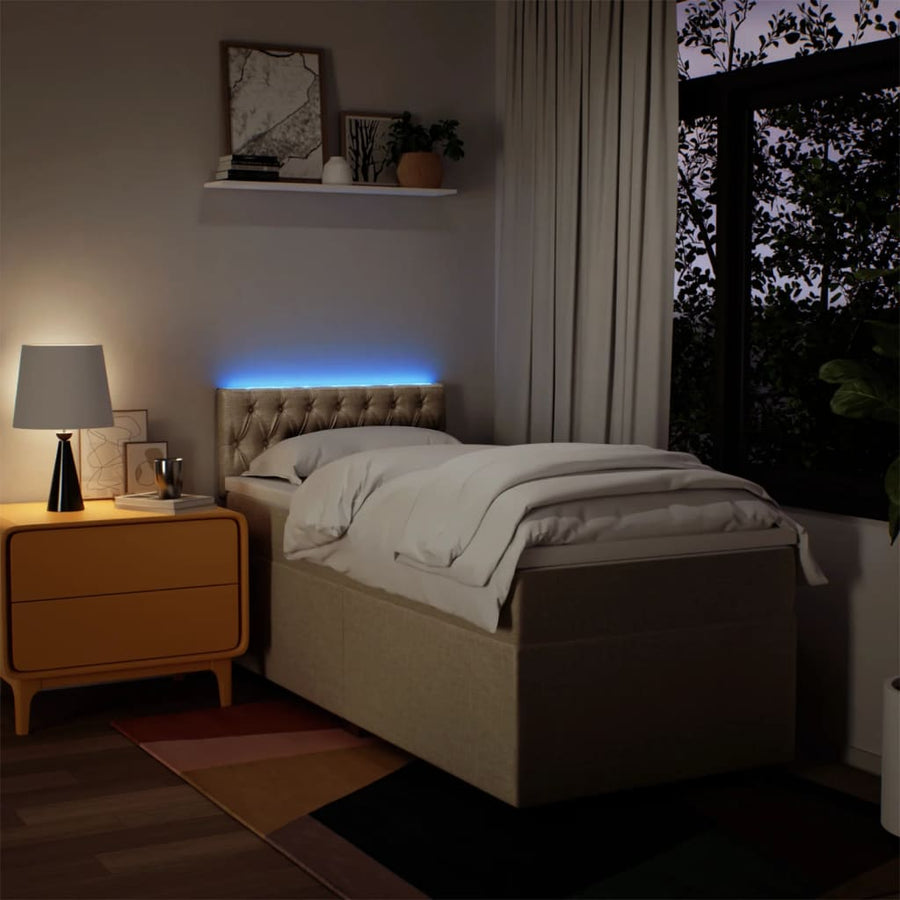 Boxspring met matras stof crèmekleurig 90x200 cm