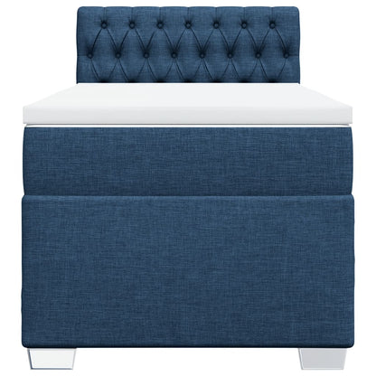 Boxspring met matras stof blauw 90x200 cm