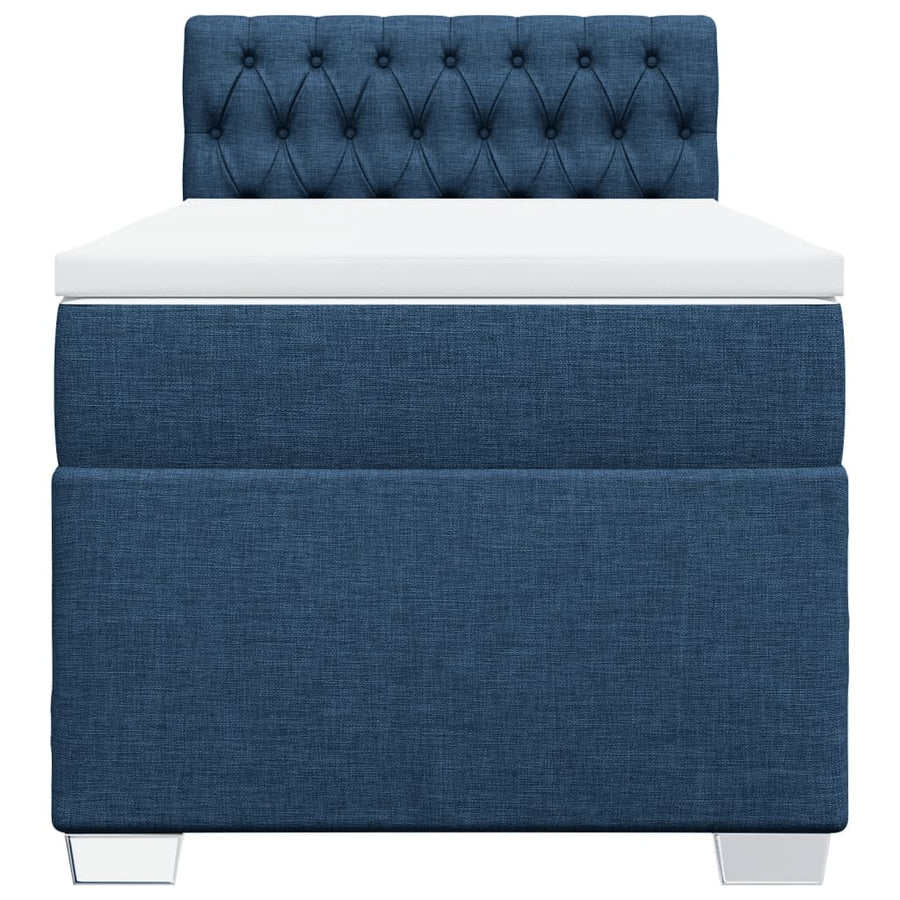 Boxspring met matras stof blauw 90x200 cm