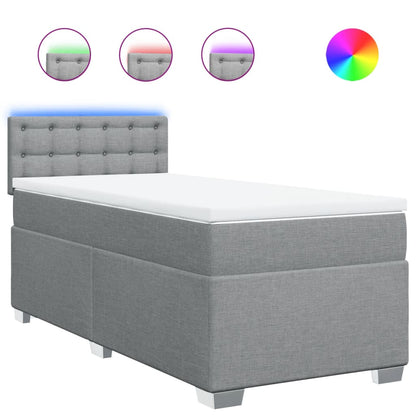 Boxspring met matras stof lichtgrijs 90x200 cm