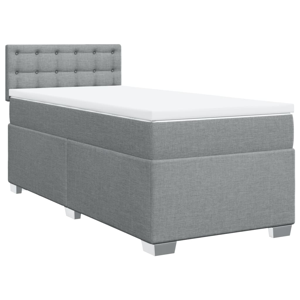Boxspring met matras stof lichtgrijs 90x200 cm