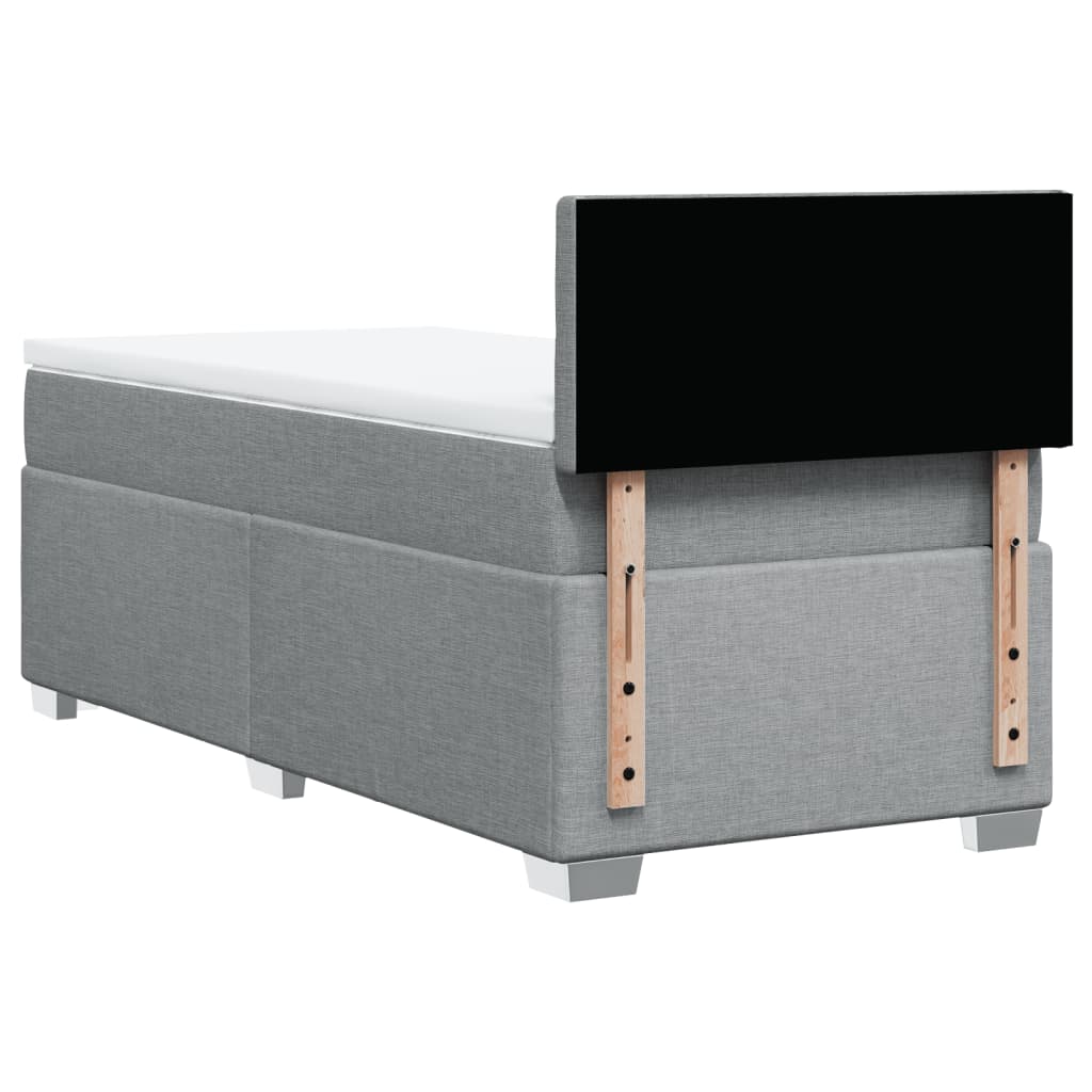 Boxspring met matras stof lichtgrijs 90x200 cm