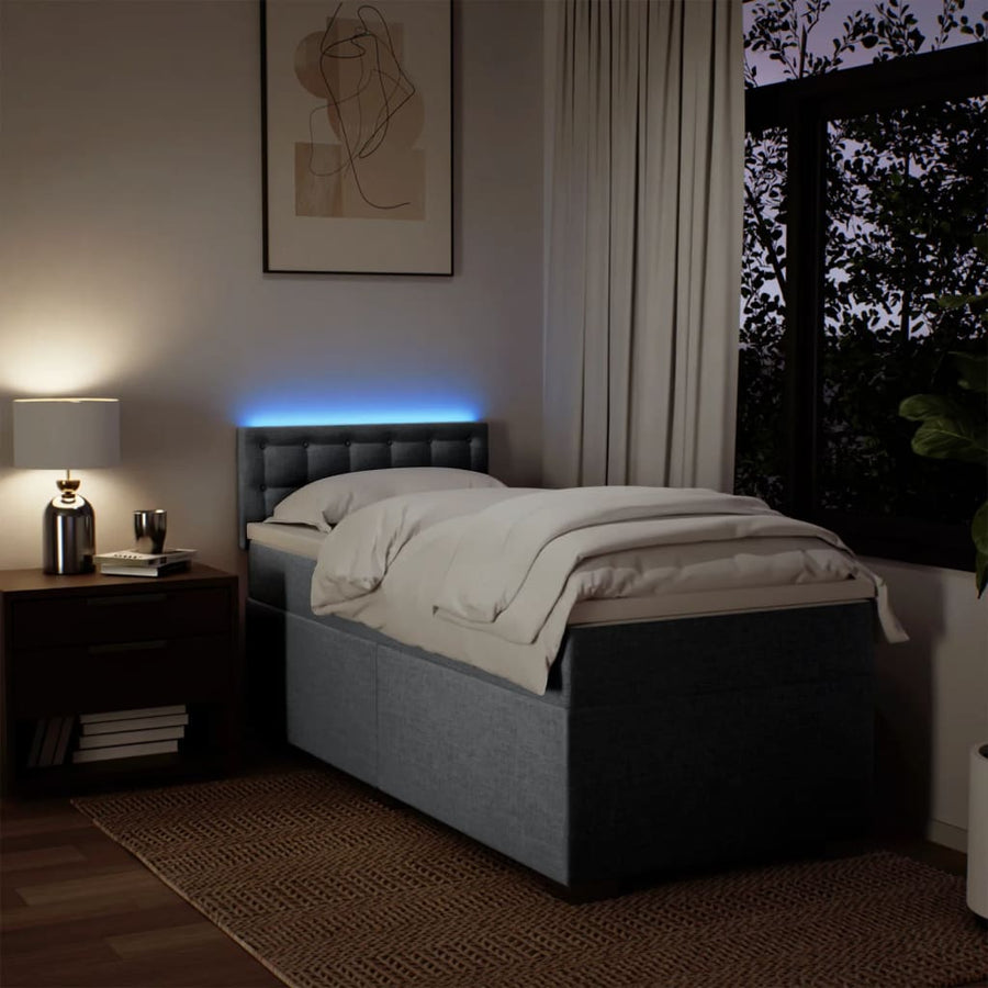 Boxspring met matras stof lichtgrijs 90x200 cm