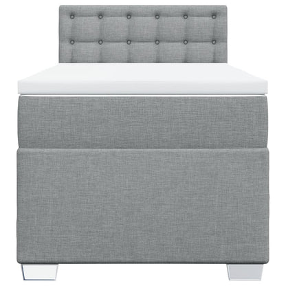 Boxspring met matras stof lichtgrijs 90x200 cm