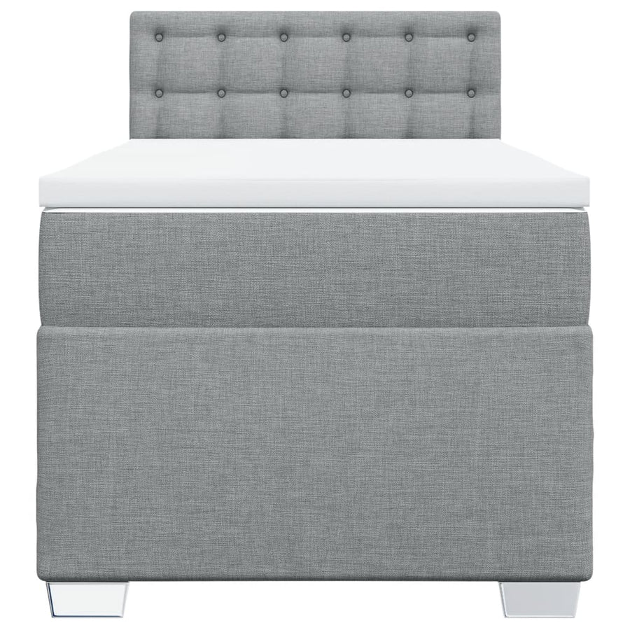 Boxspring met matras stof lichtgrijs 90x200 cm