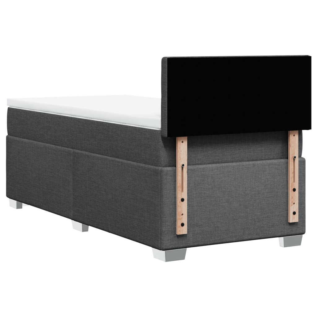 Boxspring met matras stof donkergrijs 90x200 cm