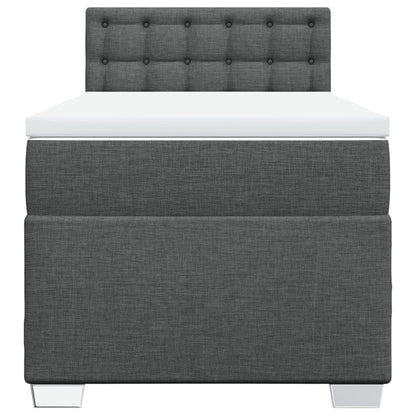 Boxspring met matras stof donkergrijs 90x200 cm