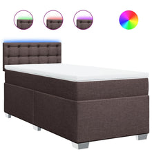 Boxspring met matras stof donkerbruin 90x200 cm