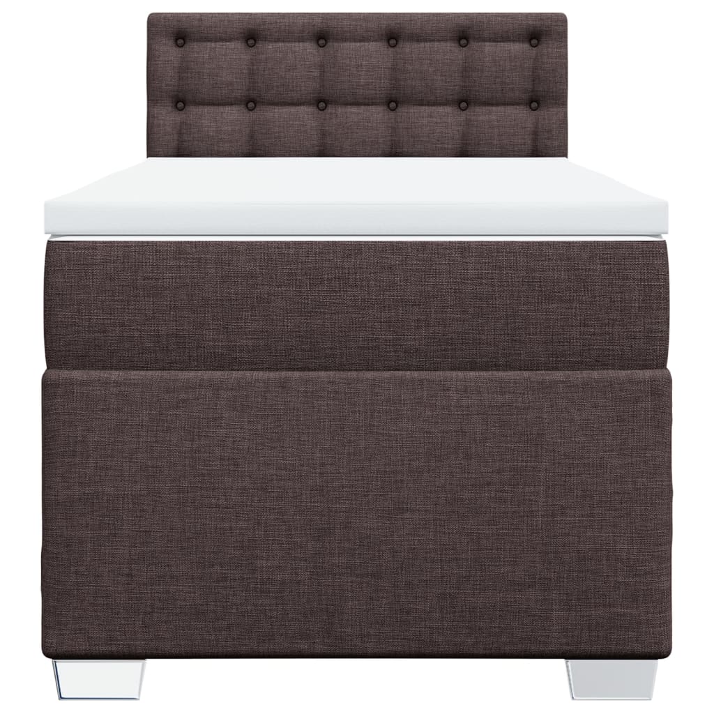 Boxspring met matras stof donkerbruin 90x200 cm
