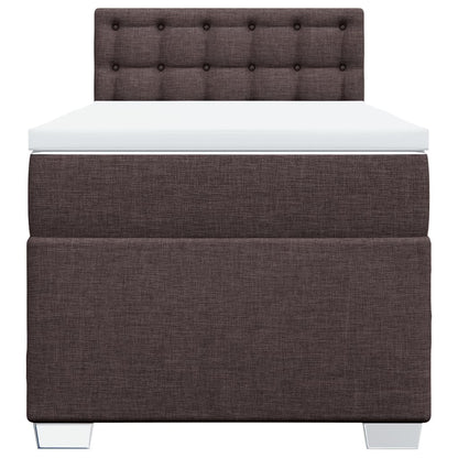 Boxspring met matras stof donkerbruin 90x200 cm