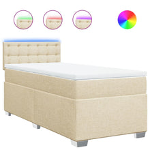 Boxspring met matras stof crèmekleurig 90x200 cm