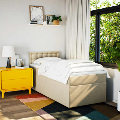 Boxspring met matras stof crèmekleurig 90x200 cm