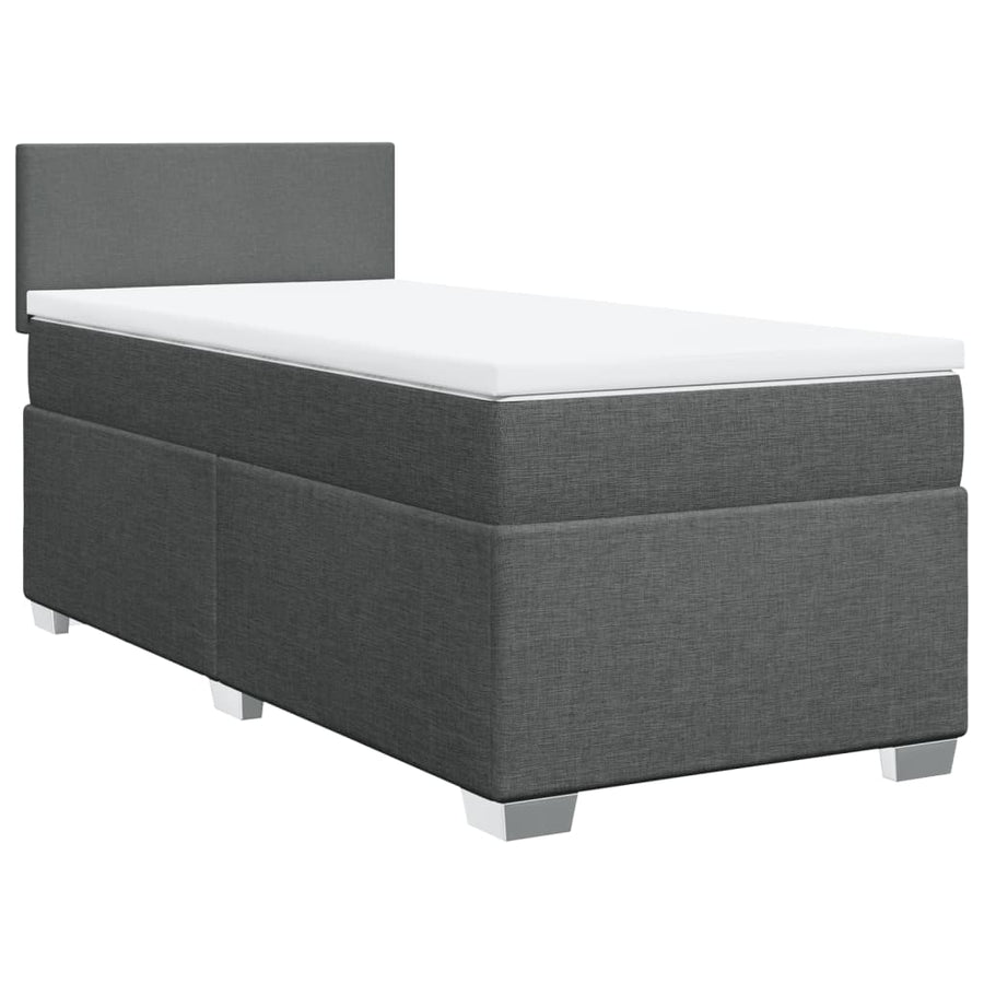 Boxspring met matras stof donkergrijs 100x200 cm