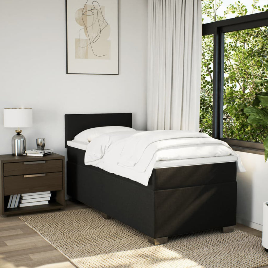 Boxspring met matras stof zwart 100x200 cm