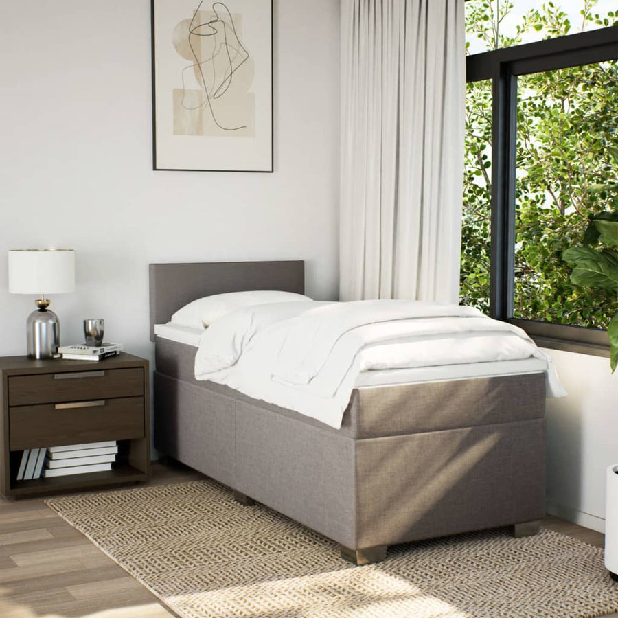 Boxspring met matras stof taupe 100x200 cm