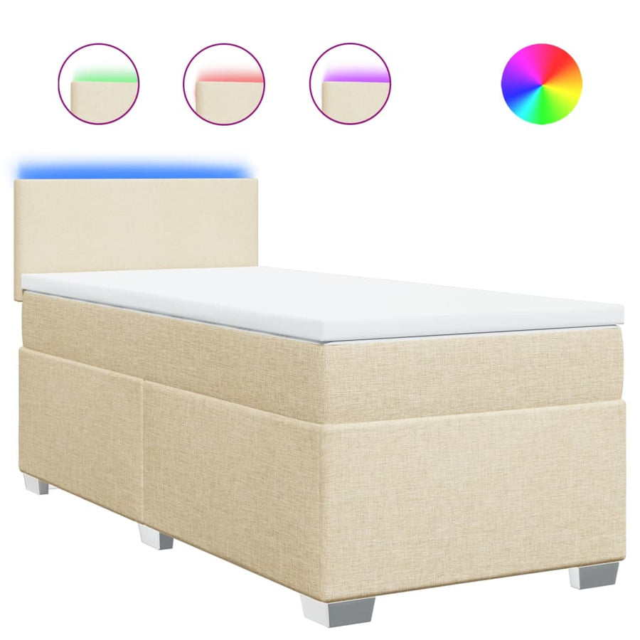 Boxspring met matras stof crèmekleurig 100x200 cm