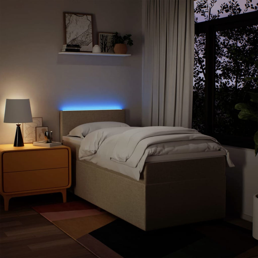 Boxspring met matras stof crèmekleurig 100x200 cm
