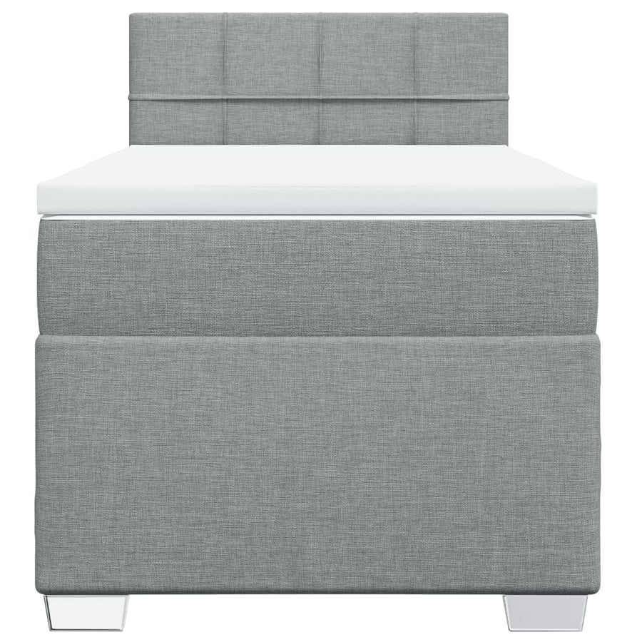 Boxspring met matras stof lichtgrijs 100x200 cm
