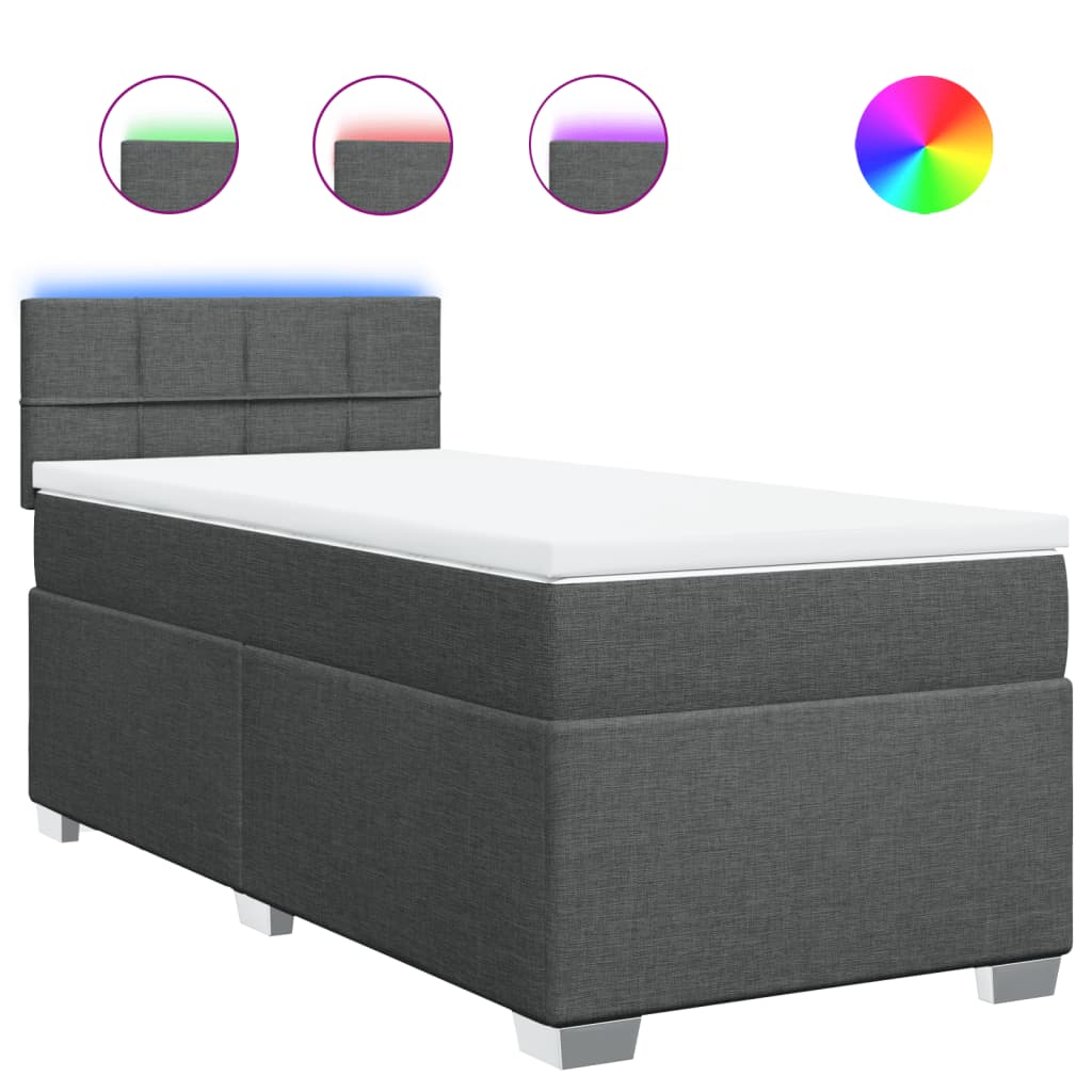 Boxspring met matras stof donkergrijs 100x200 cm